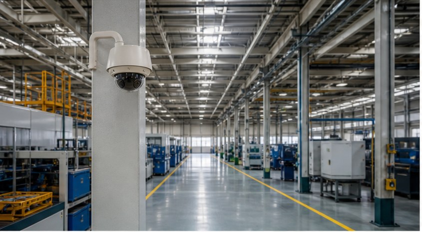 Fabrika üretim alanında CCTV ve teknik altyapı